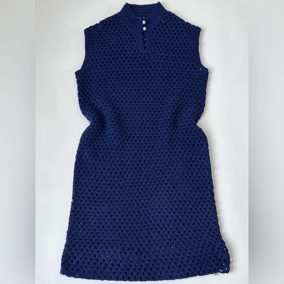 [SOLD] HAND-KNITTED Mock Turtleneck Sleeveless Sweater Dress / Sweater Vest - Picture 3 of 12